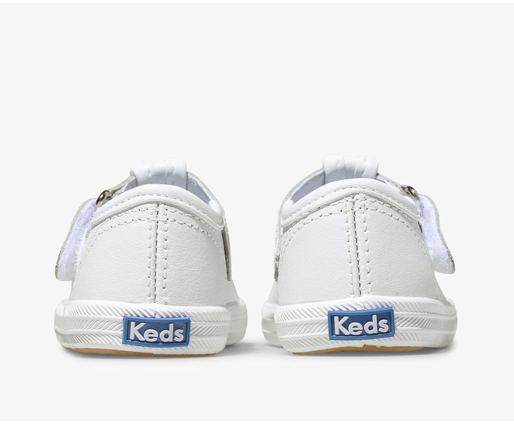 Slip Ons Keds Niños Blancas - Champion Toe Cap T-Strap - 378-SBYLEZ